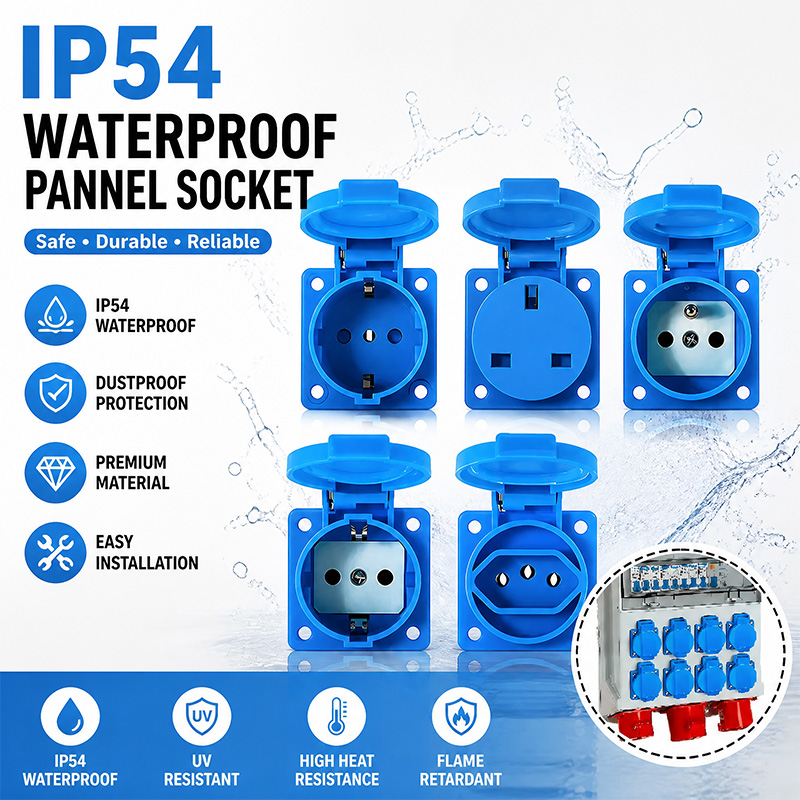 Outdoor Power Wash - IP54 16A Waterproof Industrial Panel Socket