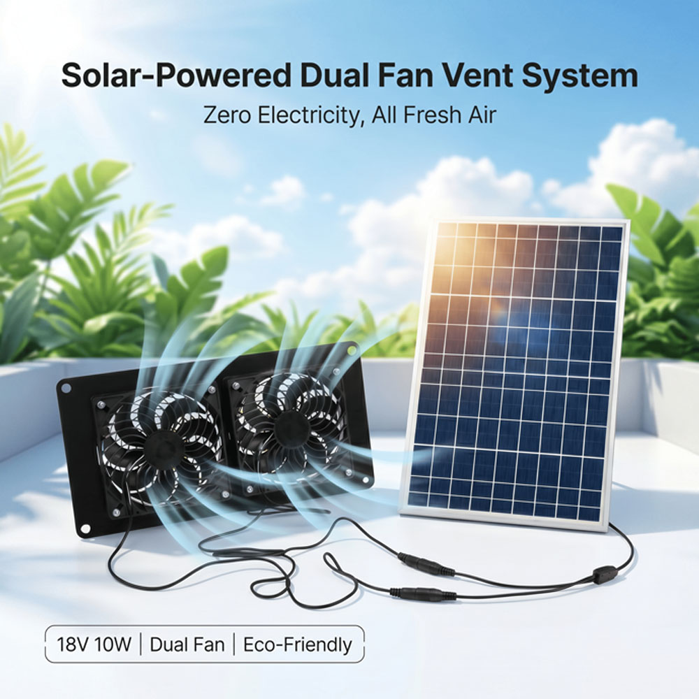 10W 18V Solar Powered Dual Fan - Outdoor Power House 评论和价格