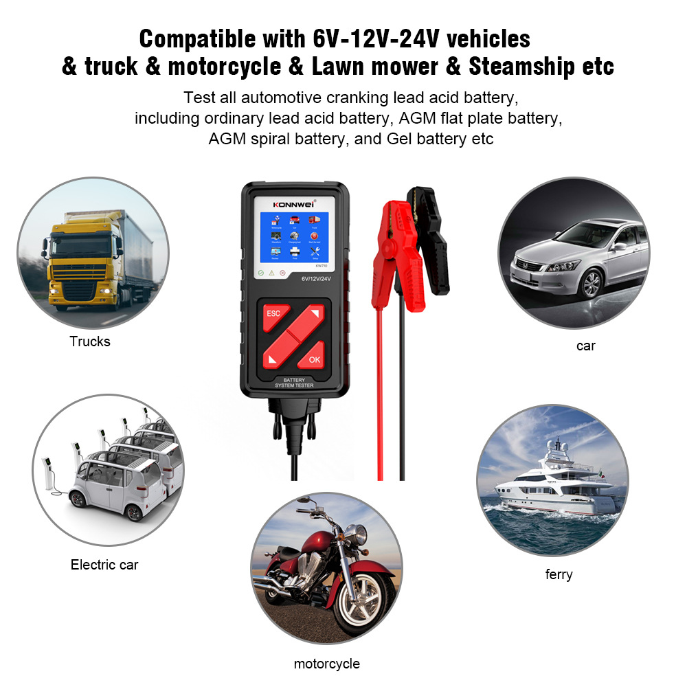 KW710 6V-24V Auto Battery Test - Lawn Mower Battery 评论和价格