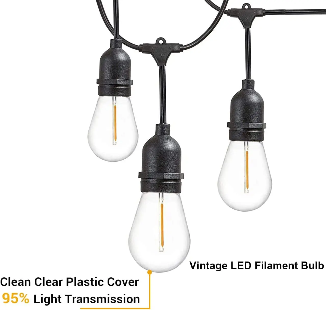 10Pack 5V 24V S14 Dimmable Fil - Outdoor Power Lead Cover 评论和价格